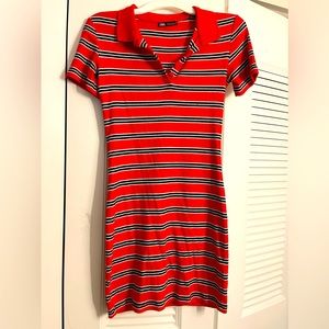 Red striped Zara shirt dress